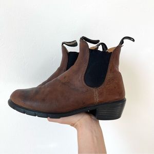 Blundstone Brown Leather Heeled Chelsea Ankle Pull On Tab Boots 1673 Size 7.5